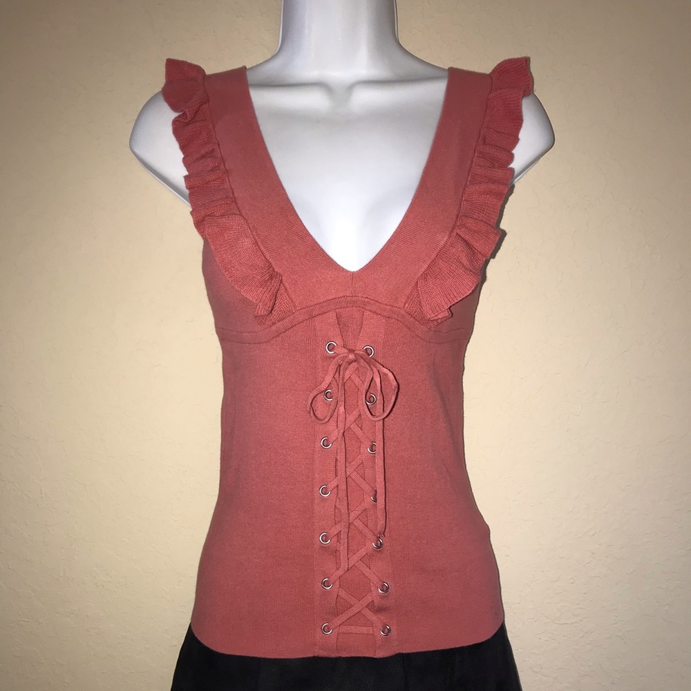 V-neck ruffle sweater top